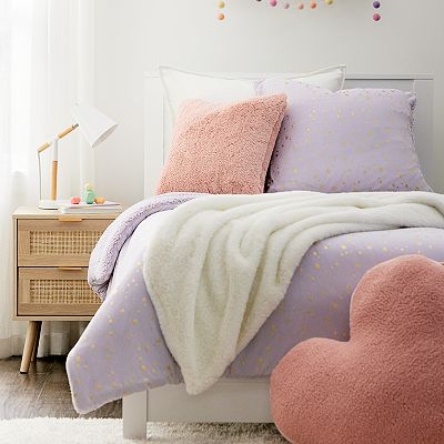 Koolaburra by UGG Comforter and 2 Shams Set Light Purple with top Gold Stars