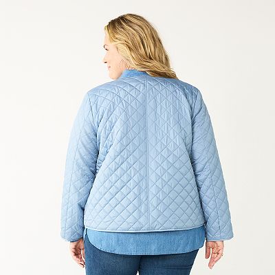 Plus Size Croft Barrow Quilted Snap Front Jacket