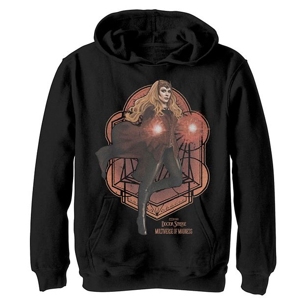 Boy s Marvel Doctor Strange in The Multiverse of Madness Scarlet Witch Pull Over Hoodie Black Large