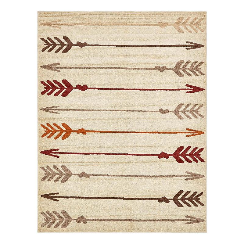 Unique Loom Autumn Arrow Rug, Beig/Green, 8Ft Rnd