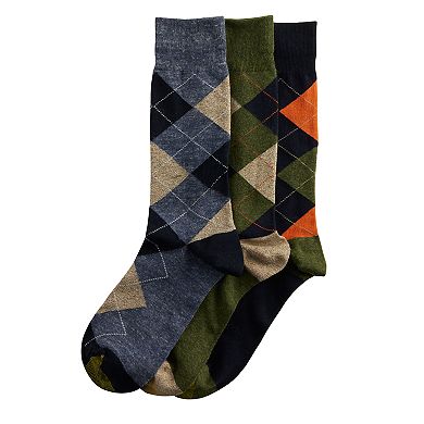 Men's GOLDTOE® Carlyle Argyle 3-Pack Crew Socks