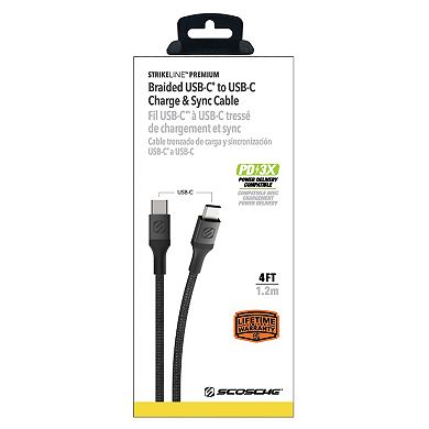 Scosche STRIKELINE Premium Braided USB C Cable 4ft.