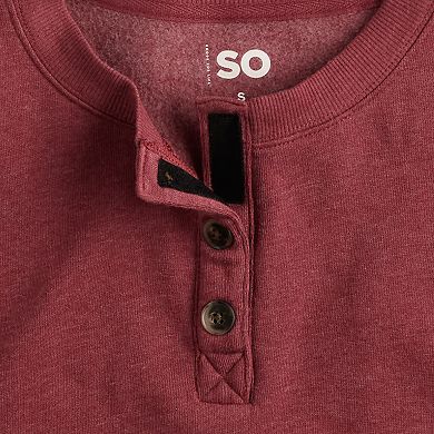 Juniors' Adaptive SO® Easy Dressing Henley Sweatshirt Sensory Friendly