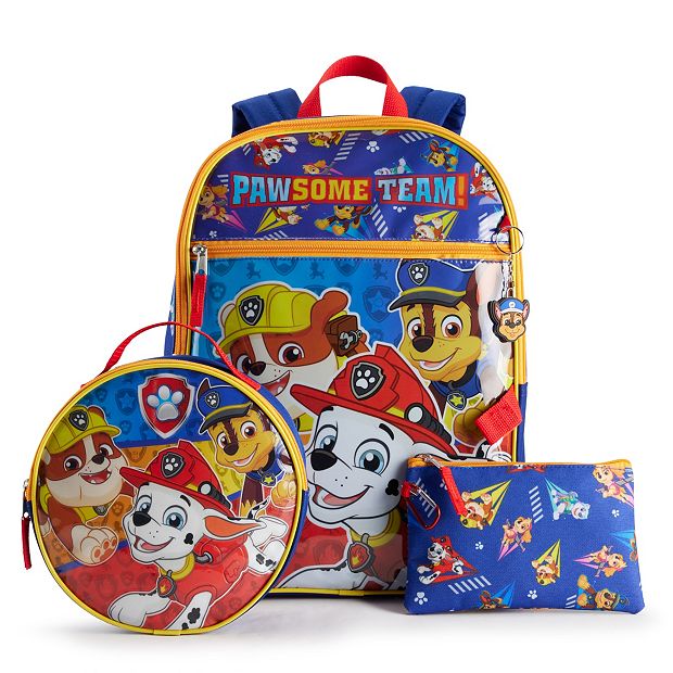 Paw Patrol Backpack Set Kids 5 Piece 16 Backpack Lunchbox Utility Case  Rubber Keychain Carabiner