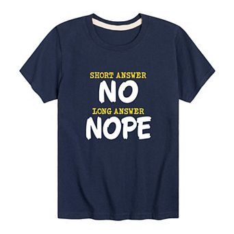 Boys 8-20 Short Answer No Funny Graphic Tee