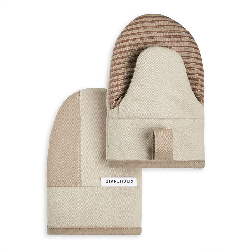 KitchenAid Beacon Two-Tone Mini Oven Mitt 2-pk., Milkshake Beige