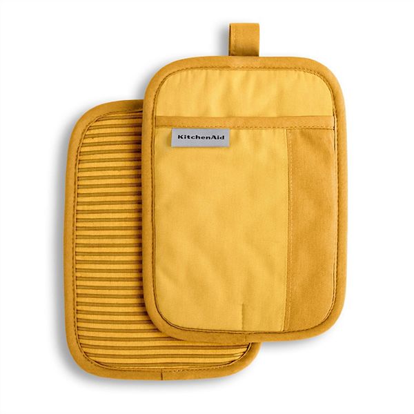 KitchenAid Beacon Two-Tone Pot Holder Set, Majestic Yellow, 7"x10", Set of 2