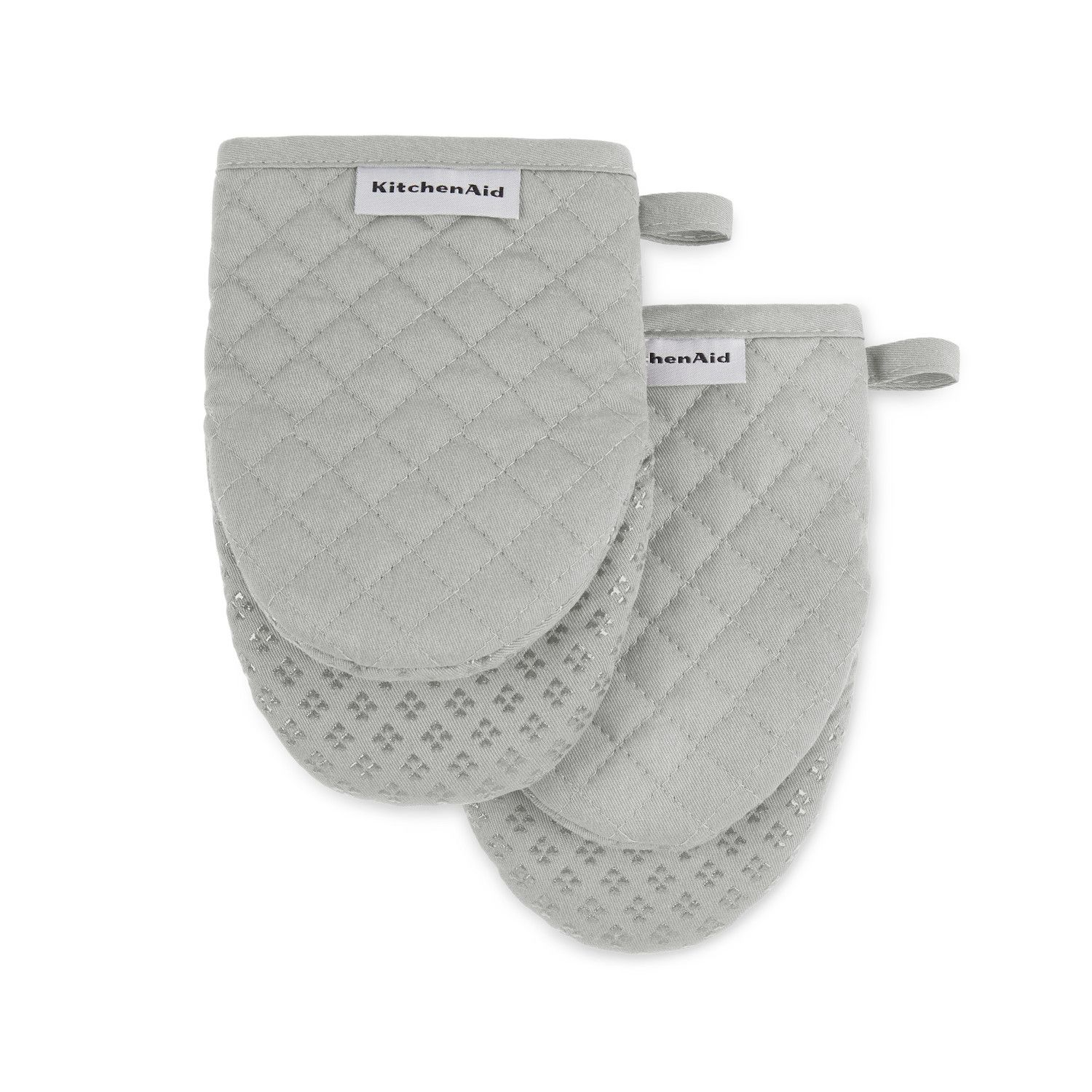 KitchenAid Asteroid Mini-Ofenhandschuhe 2er-Set – Hitzebeständig Mit Silikongriffen (dunkelgrün, 14x20,3 Cm)
