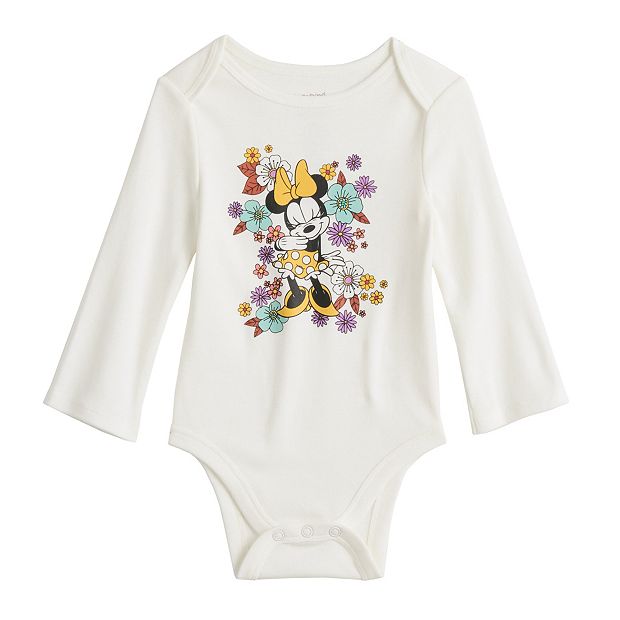 Baby Girl Disney Minnie Mouse Floral Graphic Bodysuit by Jumping Beans®