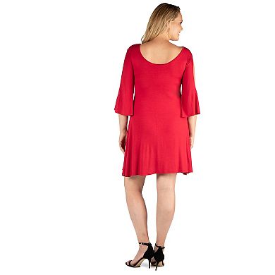 Plus Size 24seven Comfort Apparel Criss Cross Neckline Cold Shoulder Dress