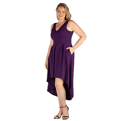 Plus Size 24seven Comfort Apparel High-Low Party Dress with Pockets