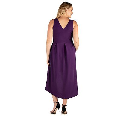 Plus Size 24seven Comfort Apparel High-Low Party Dress with Pockets