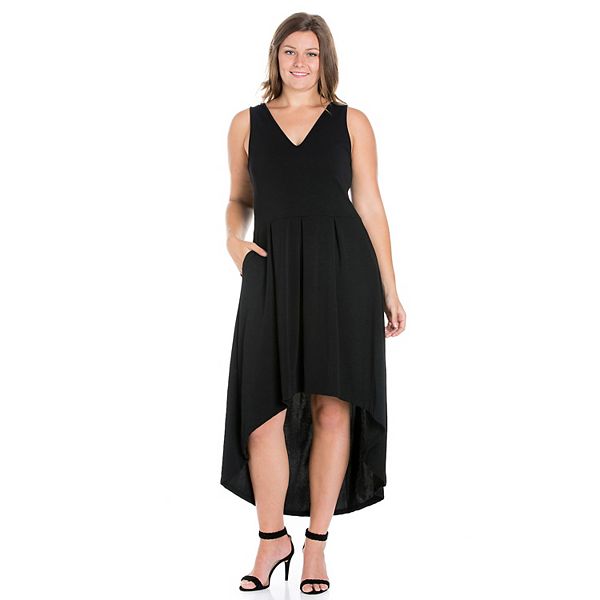 Plus Size 24seven Comfort Apparel High Low Party Dress with Pockets