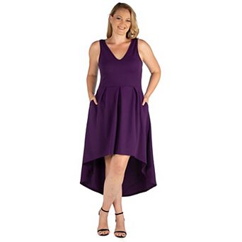 Plus Size 24seven Comfort Apparel High-Low Party Dress with Pockets