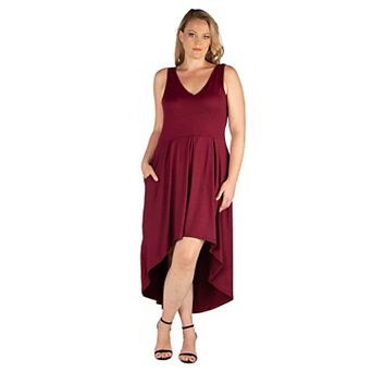 Plus Size 24seven Comfort Apparel High-Low Party Dress with Pockets