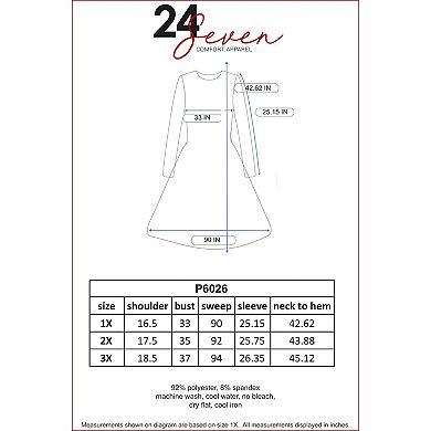 Plus Size 24seven Comfort Apparel Long Sleeve Knee Length Skater Dress