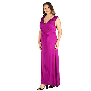 Plus Size 24seven Comfort Apparel Sleeveless Empire Waist Maxi Dress