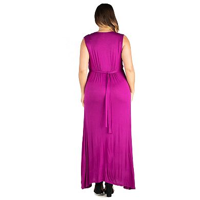 Plus Size 24seven Comfort Apparel Sleeveless Empire Waist Maxi Dress