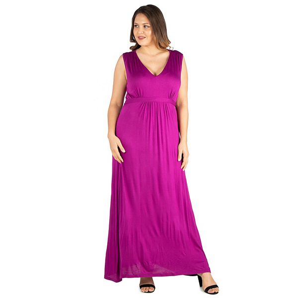 Plus Size 24seven Comfort Apparel Sleeveless Empire Waist Maxi Dress