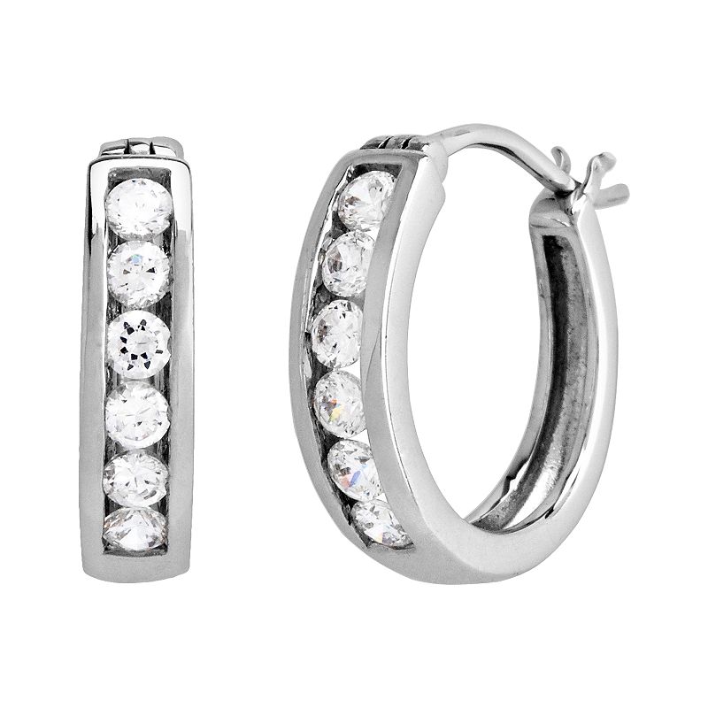 DiamonLuxe Sterling Silver 3/5-ct. T.W. Simulated Diamond Hoop Earrings, Wo