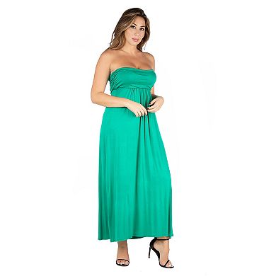 Plus Size 24seven Comfort Apparel Strapless Maxi Dress