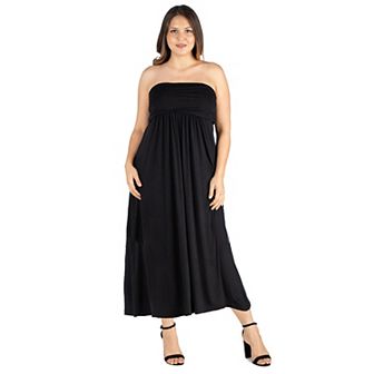 Plus Size 24seven Comfort Apparel Strapless Maxi Dress