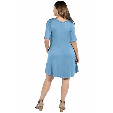 Plus Size 24seven Comfort Apparel Knee Length Pocket T-Shirtdress