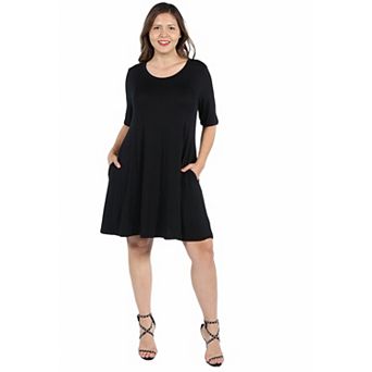Plus Size 24seven Comfort Apparel Knee Length Pocket T-Shirtdress