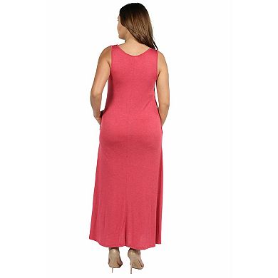 Plus Size 24seven Comfort Apparel Sleeveless Tank Top Maxi Dress with Pockets
