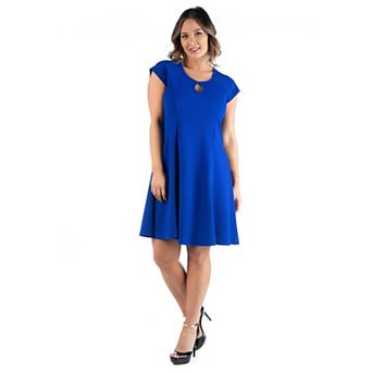 Plus Size 24seven Comfort Apparel Keyhole Neck Fit And Flare Dress