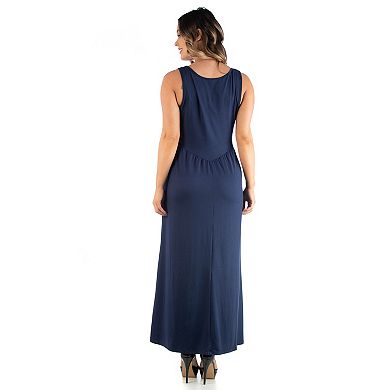 Plus Size 24seven Comfort Apparel Sleeveless Maxi Dress with Pockets