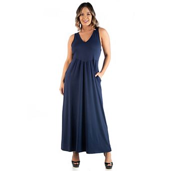 Plus Size 24seven Comfort Apparel Sleeveless Maxi Dress with Pockets
