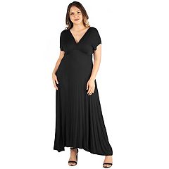 24seven Comfort Apparel Women's Cut Out Shoulder A-line Floor Length Dress  In Black