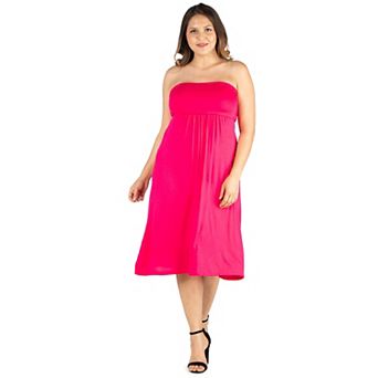 Plus Size 24seven Comfort Apparel Knee Length Strapless Mini Dress