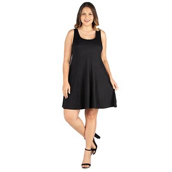 Plus Size 24seven Comfort Apparel Fit and Flare Knee Length Tank Top Dress