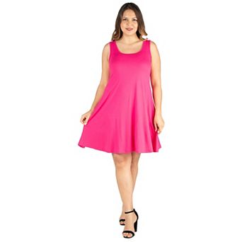 Plus Size 24seven Comfort Apparel Fit and Flare Knee Length Tank Top Dress