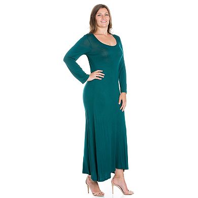 Plus Size 24seven Comfort Apparel Long Sleeve Maxi Dress
