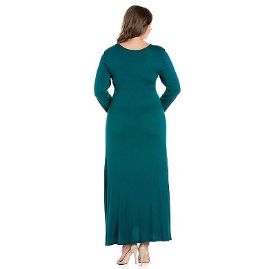 Plus Size 24seven Comfort Apparel Long Sleeve Maxi Dress