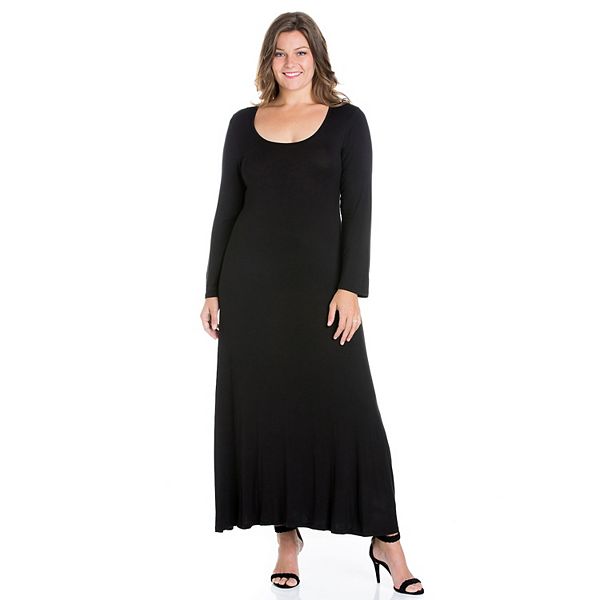 Plus Size 24seven Comfort Apparel Long Sleeve Maxi Dress