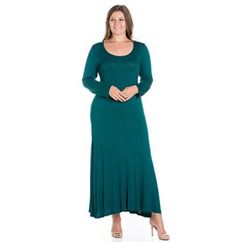 Plus Size 24seven Comfort Apparel Long Sleeve Maxi Dress