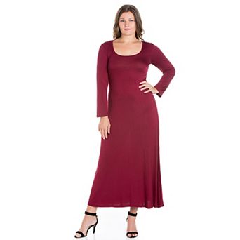 Plus Size 24seven Comfort Apparel Long Sleeve Maxi Dress
