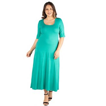 Plus Size 24seven Comfort Apparel Elbow Length Sleeve Maxi Dress