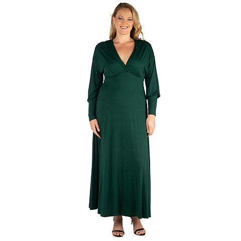 Женские платья 24seven Plus Size 24seven Comfort Apparel V-Neck Long Sleeve Maxi Dress