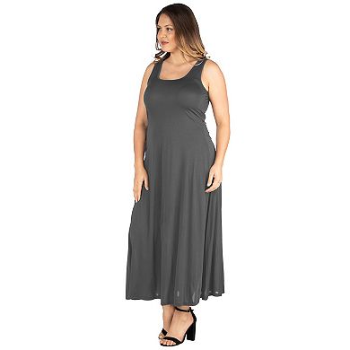 Plus Size 24seven Comfort Apparel Simple A-Line Tank Top Maxi Dress