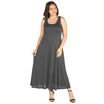 Plus Size 24seven Comfort Apparel Simple A-Line Tank Top Maxi Dress