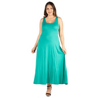 Plus Size 24seven Comfort Apparel Simple A-Line Tank Top Maxi Dress
