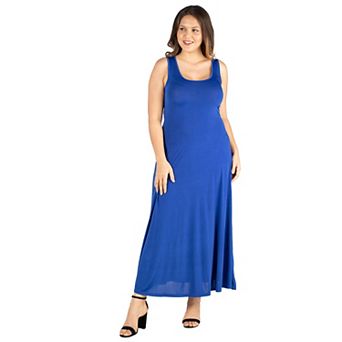 Plus Size 24seven Comfort Apparel Simple A-Line Tank Top Maxi Dress