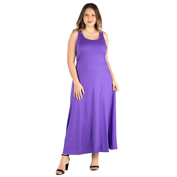 Plus Size 24seven Comfort Apparel Simple A-Line Tank Top Maxi Dress