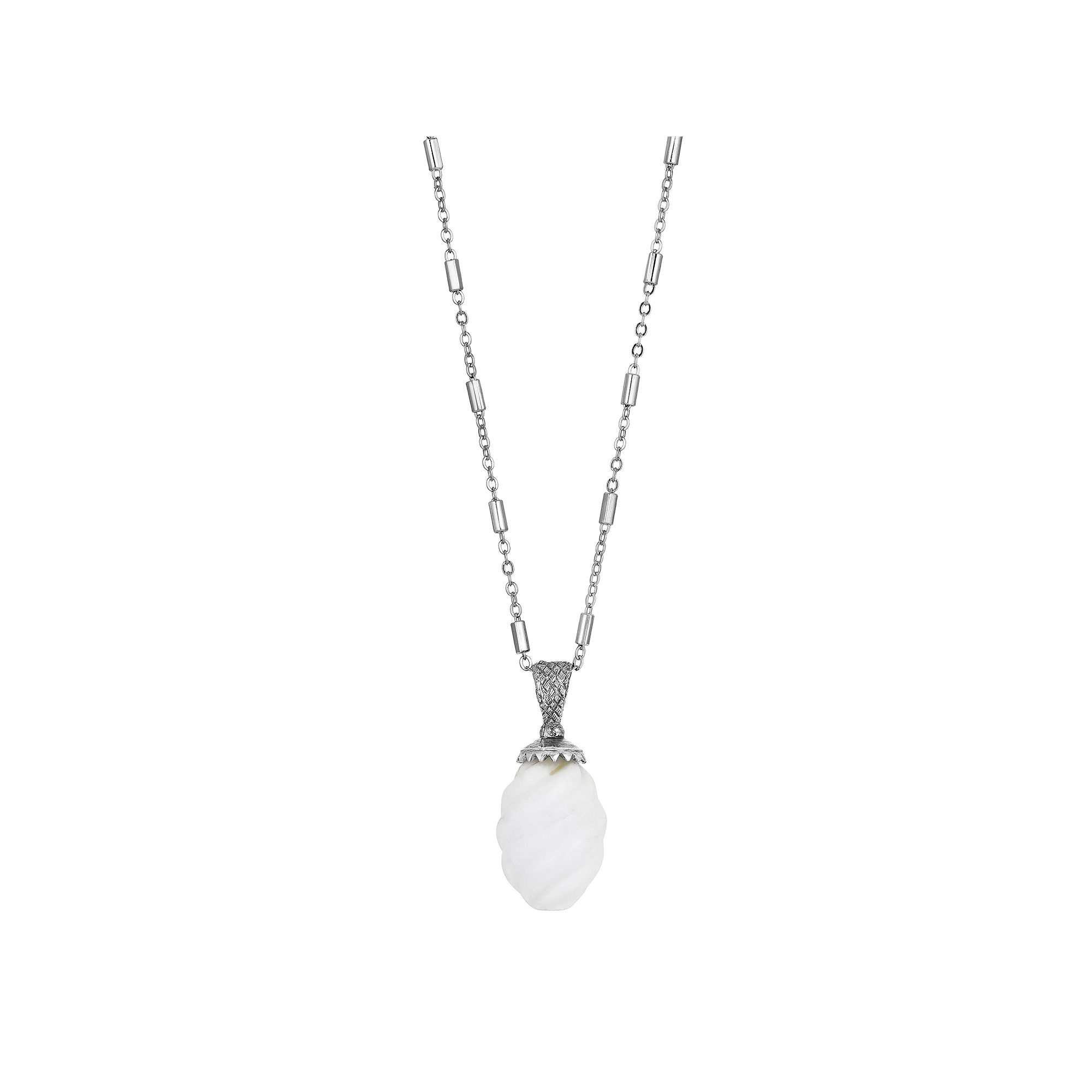 1928 Silver Tone Stone Pendant Necklace, Womens, Size: 26, White