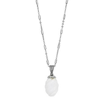 1928 Silver Tone Stone Pendant Necklace